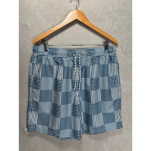 Brooks Brothers Swim Trunk Shorts Blue Check Gingham Mens Size Large‎ - Picture 1 of 7